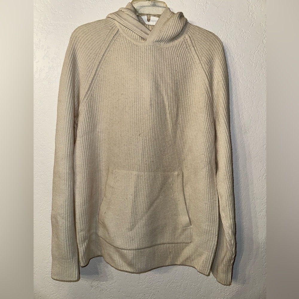 Banana Republic Sweater Men Medium Cream  Hoodie Knit Preppy Casual Wool Blend
